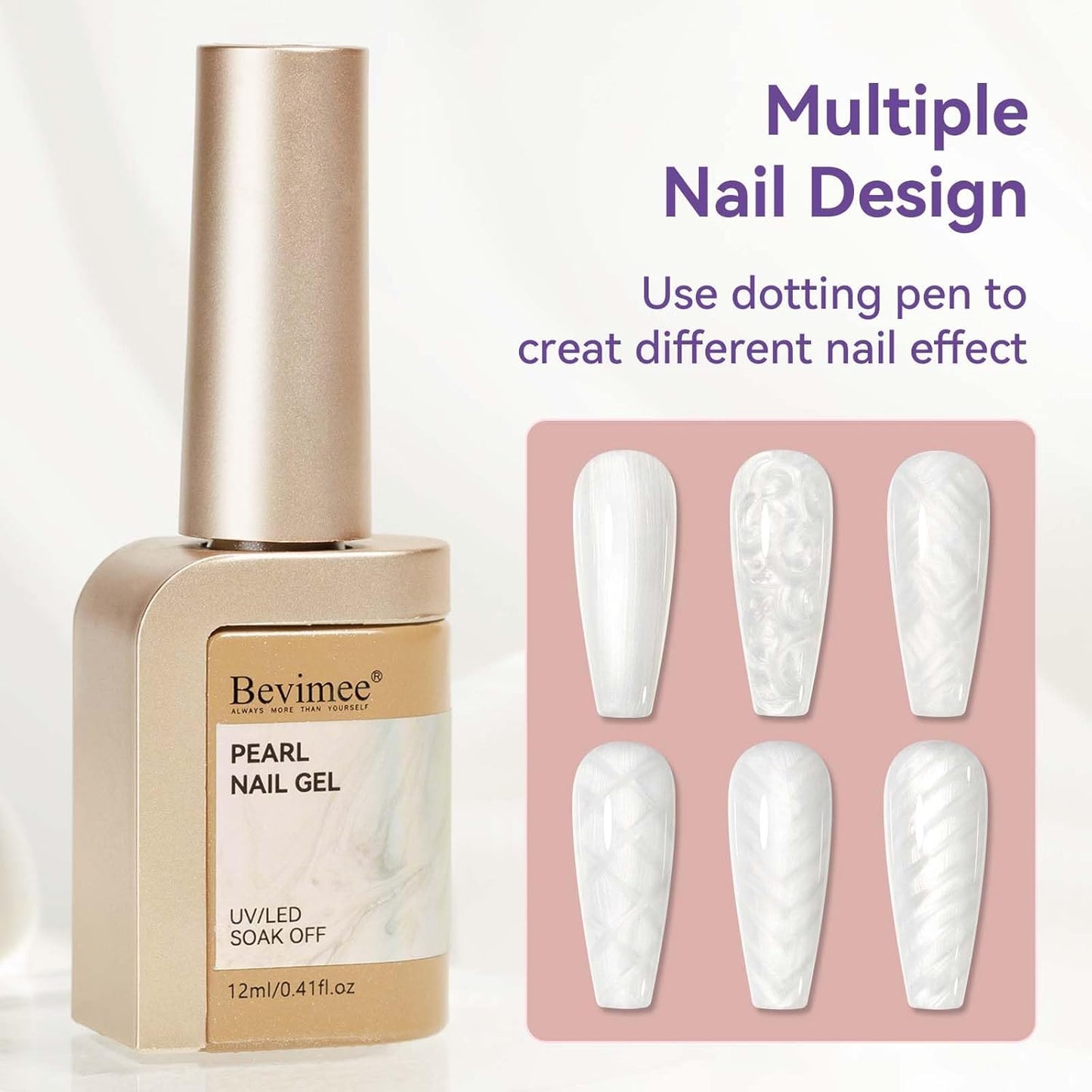 Pearl Gel Nail Polish 12ml Pearl White Mermaid Iridescent Gel Polish Chrome Aurora Nail Drawing Swirl Shell Thread Effect Pearlescent Nail Polish Soak Off UV LED Nail Art Salon Home DIY