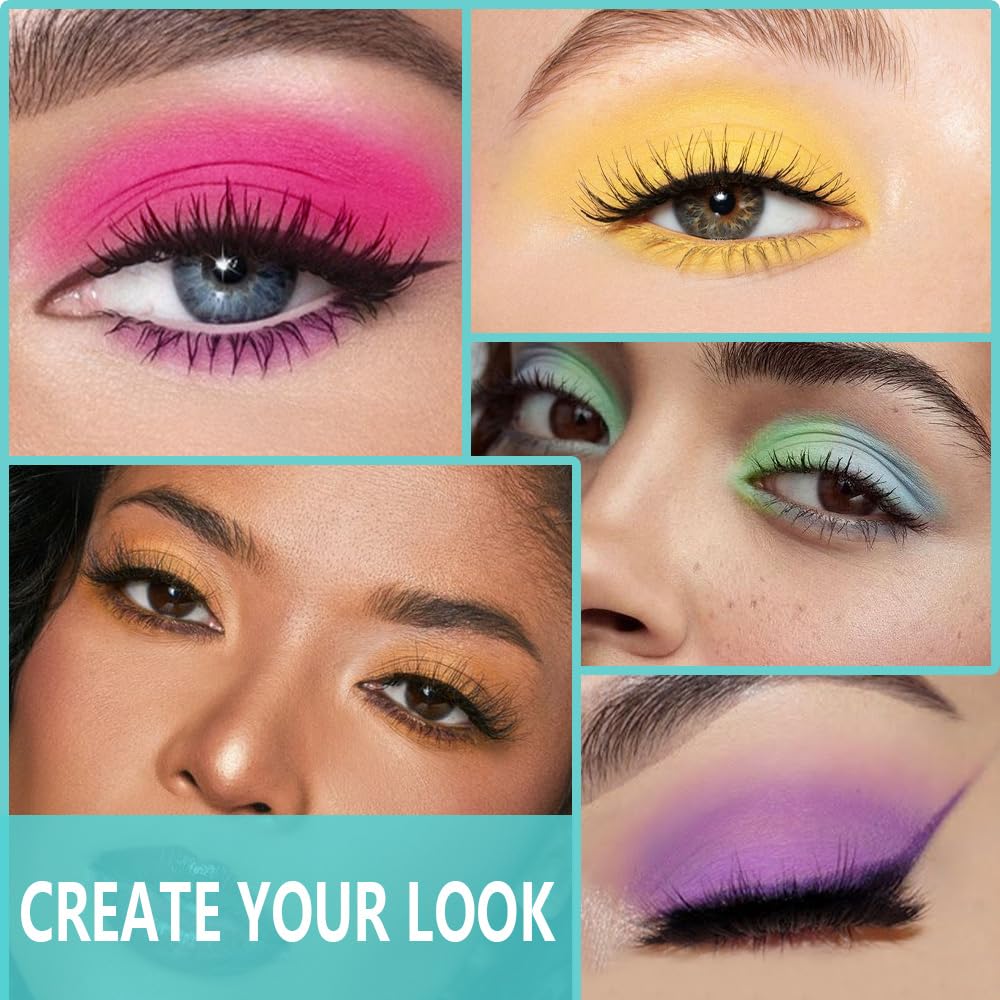 Eye Shadow Makeup Palette,15 Colors Bright Colorful Neon Rainbow Green Purple Yellow Neutral Eyeshadow Palette,Long Lasting Waterproof Travel Size Makeup Pallete,Vegan,Cruelty -free