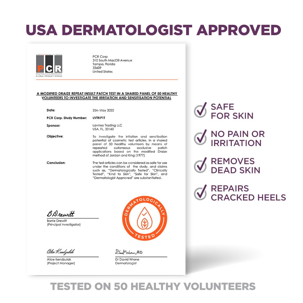 Lavinso Lavender Foot Exfoliator Peeling Mask for Dry Cracked Feet - 4 Pack - Remove Dead Skin and Callus - Foot Peel Mask for Baby Soft Feet