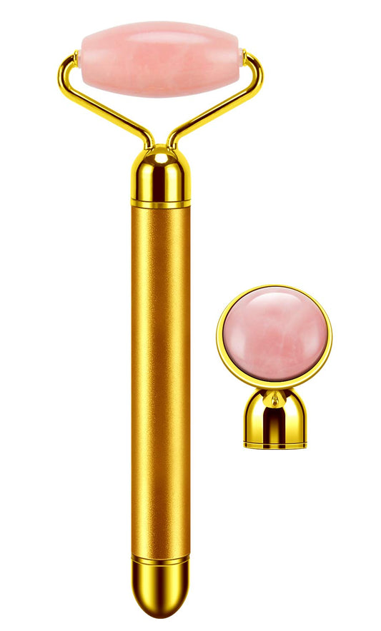 DANGSHAN 2-in-1 Electric Jade Roller Massager Facial Roller & Face Massager, Rose Quartz