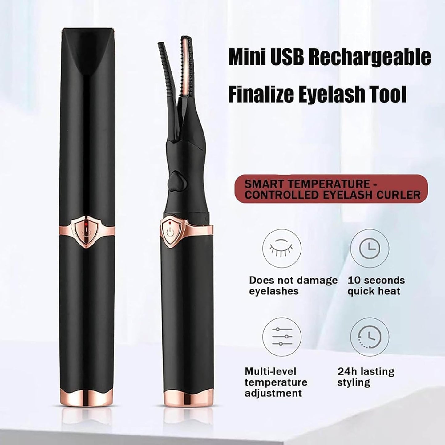 Electric Eyelash Curlers, 2025 New Heated Eyelash Curler, Eyelash Curler for Women, with 8s Fast Heating, 3 Adjustable Temperatures, USB Rechargeable for Long-Lasting Curls (2Pcs Black+White)