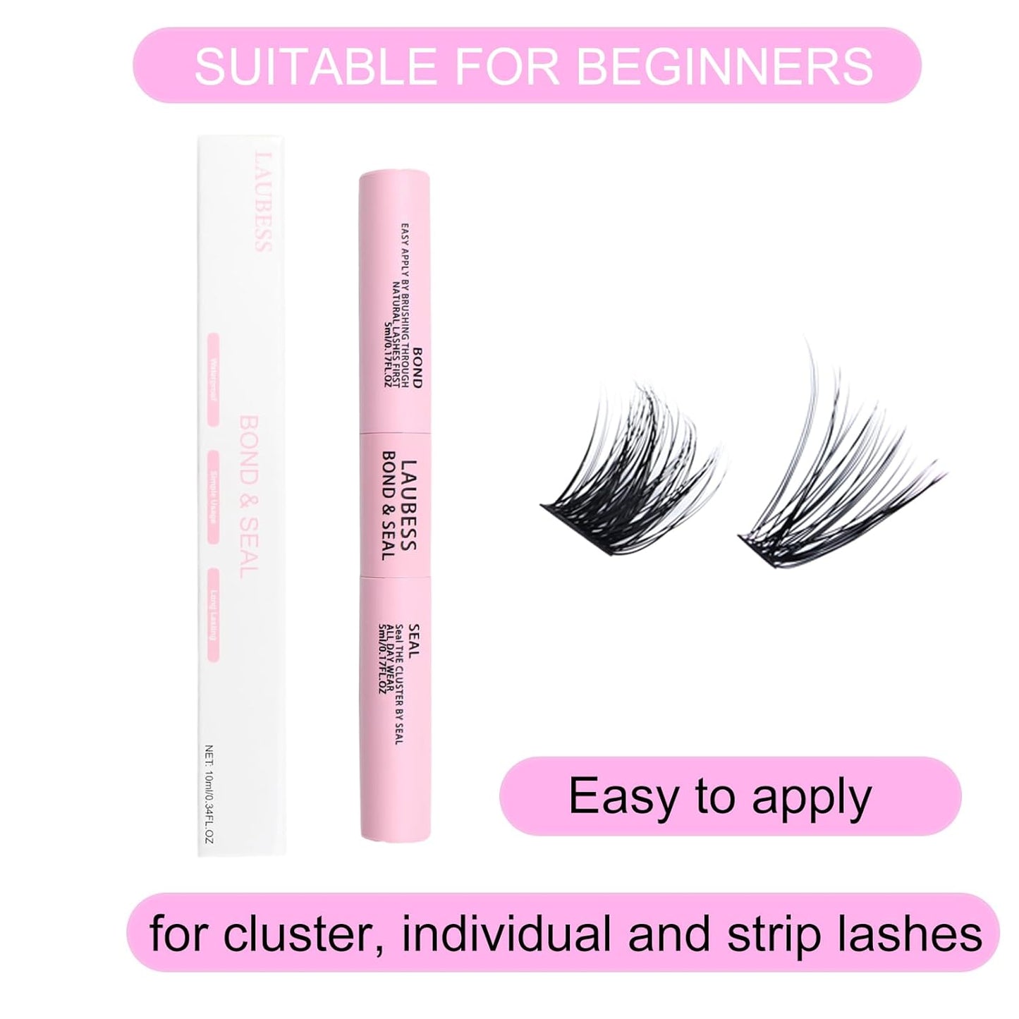 Lash Bond and Seal Mascara for Long Lasting Waterproof Eyelash Extensions - 5ml+5ml