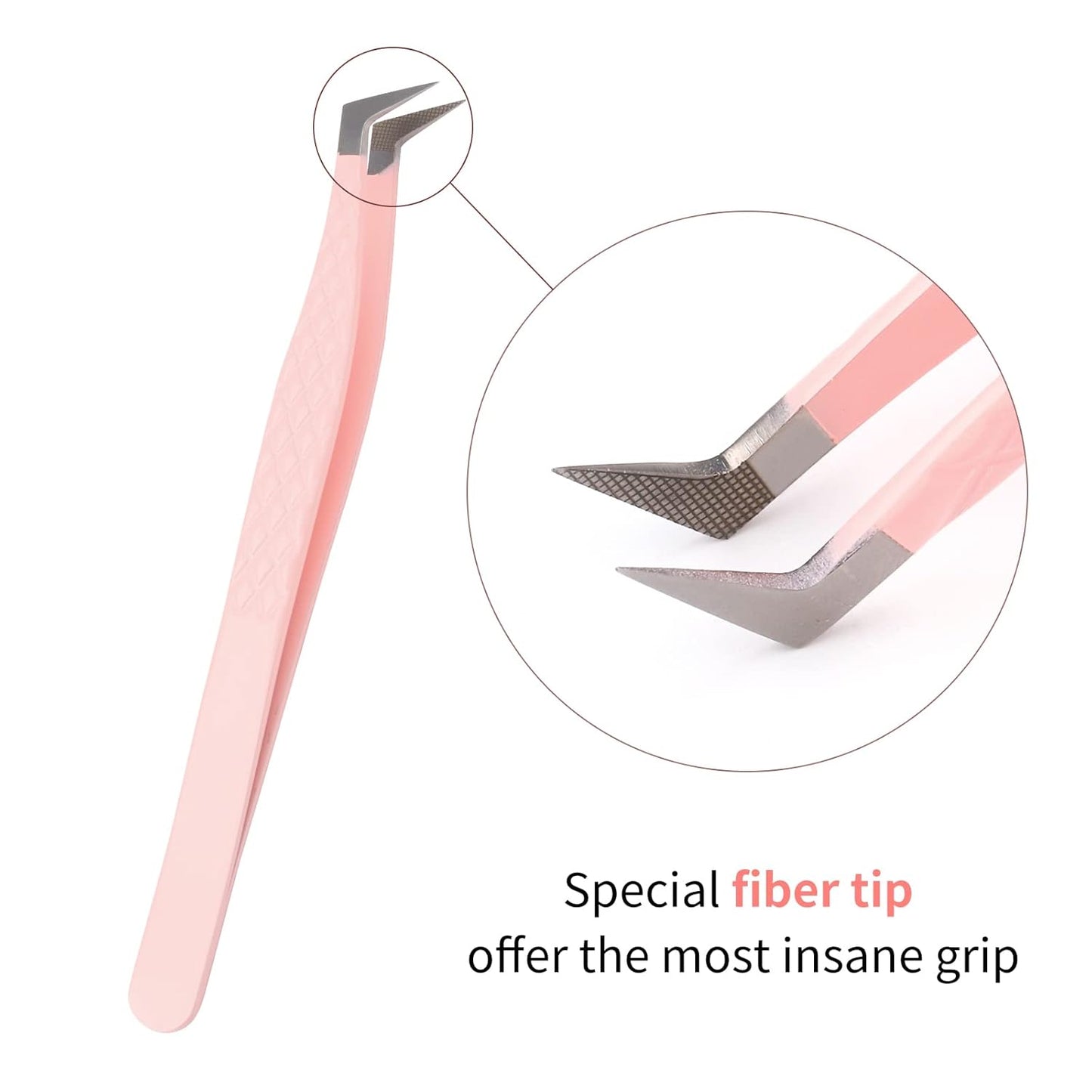 Lash Extension Tweezers Fiber Tips Volume Lash Tweezers Curved Precision Pink Eyelash Tweezers 90 Degree Angle Boot Great for Larger Fans Eyelash Extension Tweezers Professional