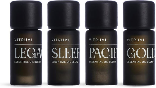 Vitruvi Signature Blend Essential Oils Kit | Floral, Citrus, Herbal, and Woodsy Aromas | 100% Pure Essential Oil Set, Essential Oils for Diffusers Aromatherapy 4x5 ml (0.17 fl. oz.)