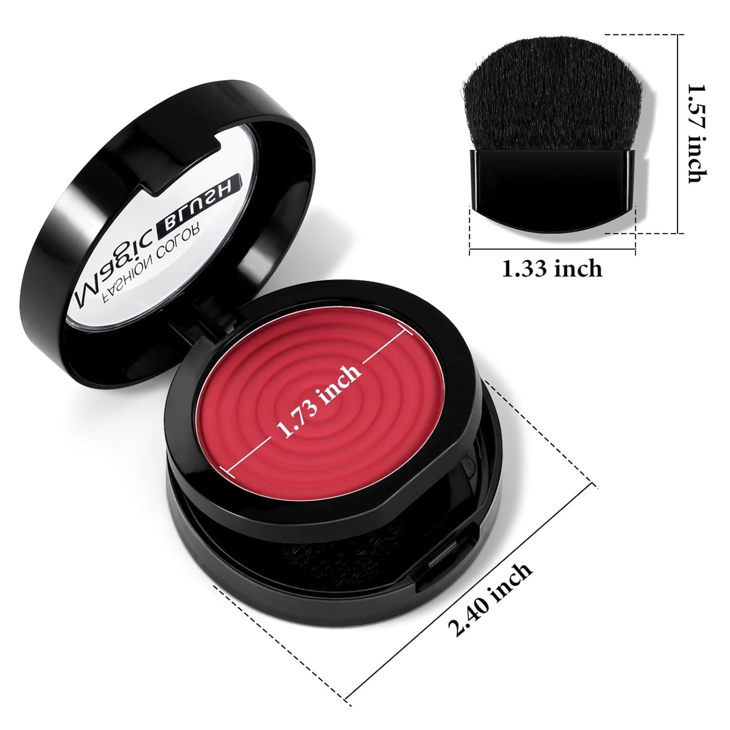 Boobeen Soft Blend Powder Blush for Cheeks, Buildable Color Matte Smooth Blush Palette Compact Blush Powder Makeup, Long-lasting Flush Color, with Mirror and Brush