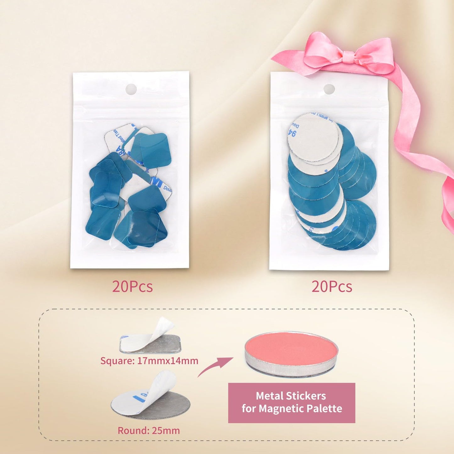 AJLTPA Magnetic Makeup Palette with Clear Top, Empty Eyeshadow Pan Dispensing Storage Box with 40Pcs Adhesive Metal Stickers for DIY Cosmetics Blush Powder(XL Large - 9.25"x6.57")