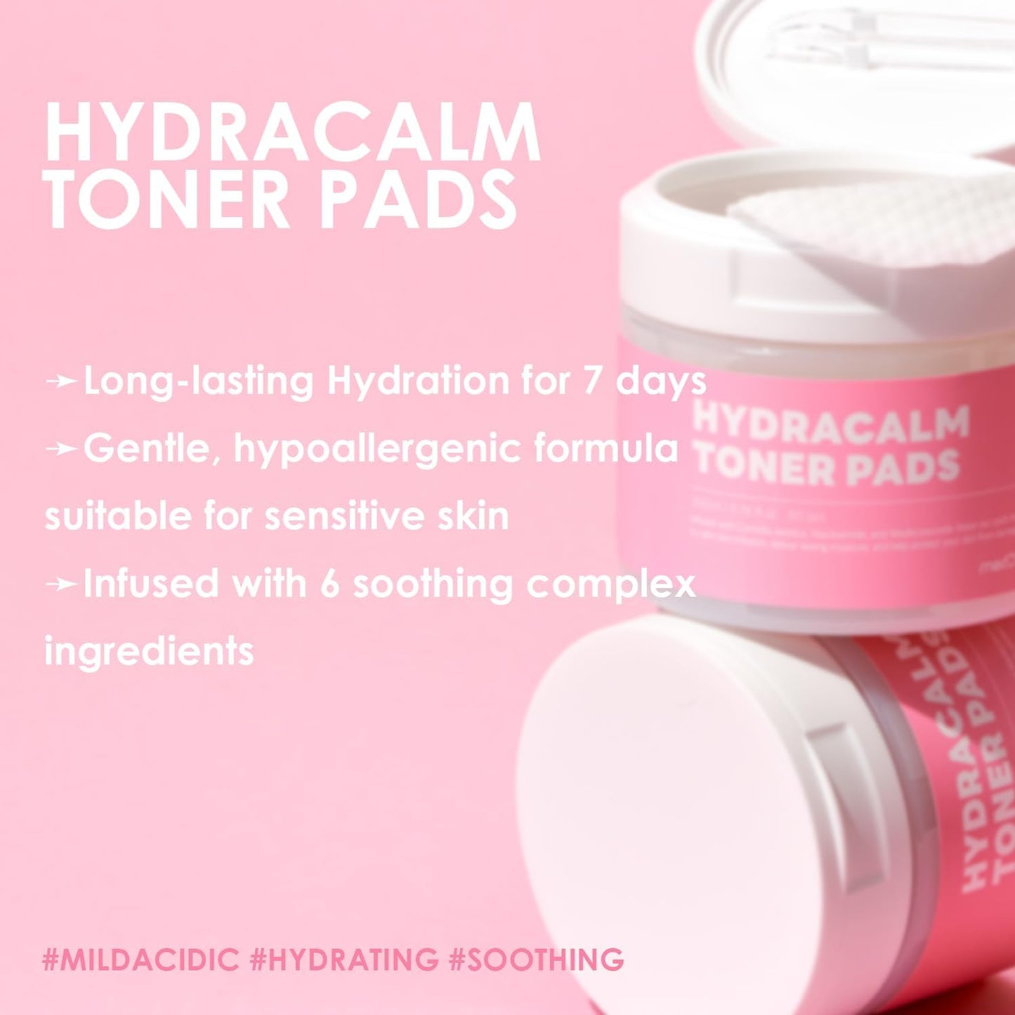 MEDB Hydracalm Toner Pads | BHA & PHA | Daily Toner Pad | Improving Elasticity, Korean Skin Care, Hydrating, for Troubled Skin & Breakouts | 60 Pads