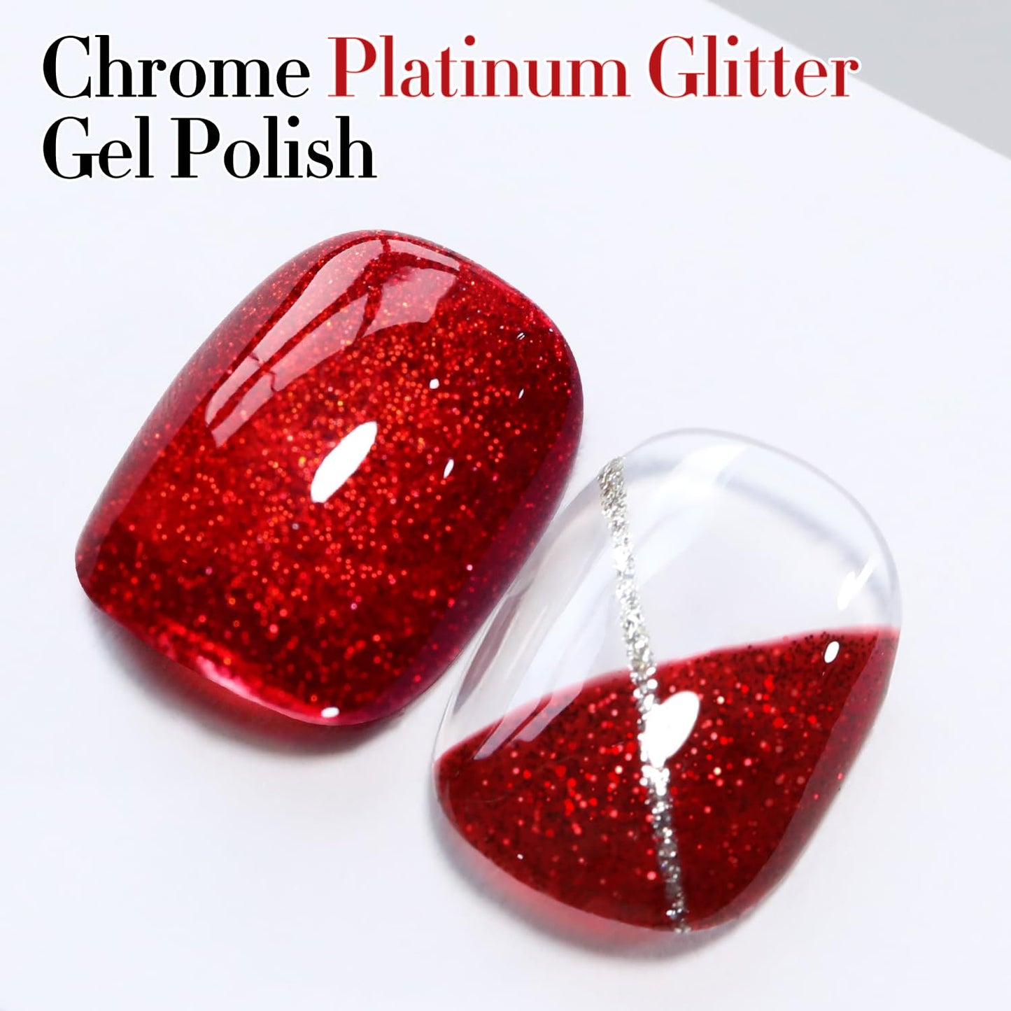 Double Rhythm 15ML Glitter Gel Polish Shimmer Reflective Holographic Color Magnetic for Nail Art Salon DIY at Home (Dark Red-B1155)
