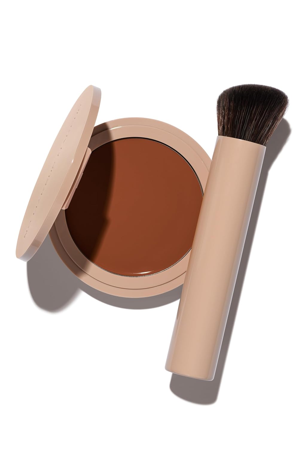 Long-Lasting Lightweight Foundation & Brush Duo | Cruelty-Free, Fragrance-Free, Buildable, Transfer-Proof Makeup (Warm Deep)