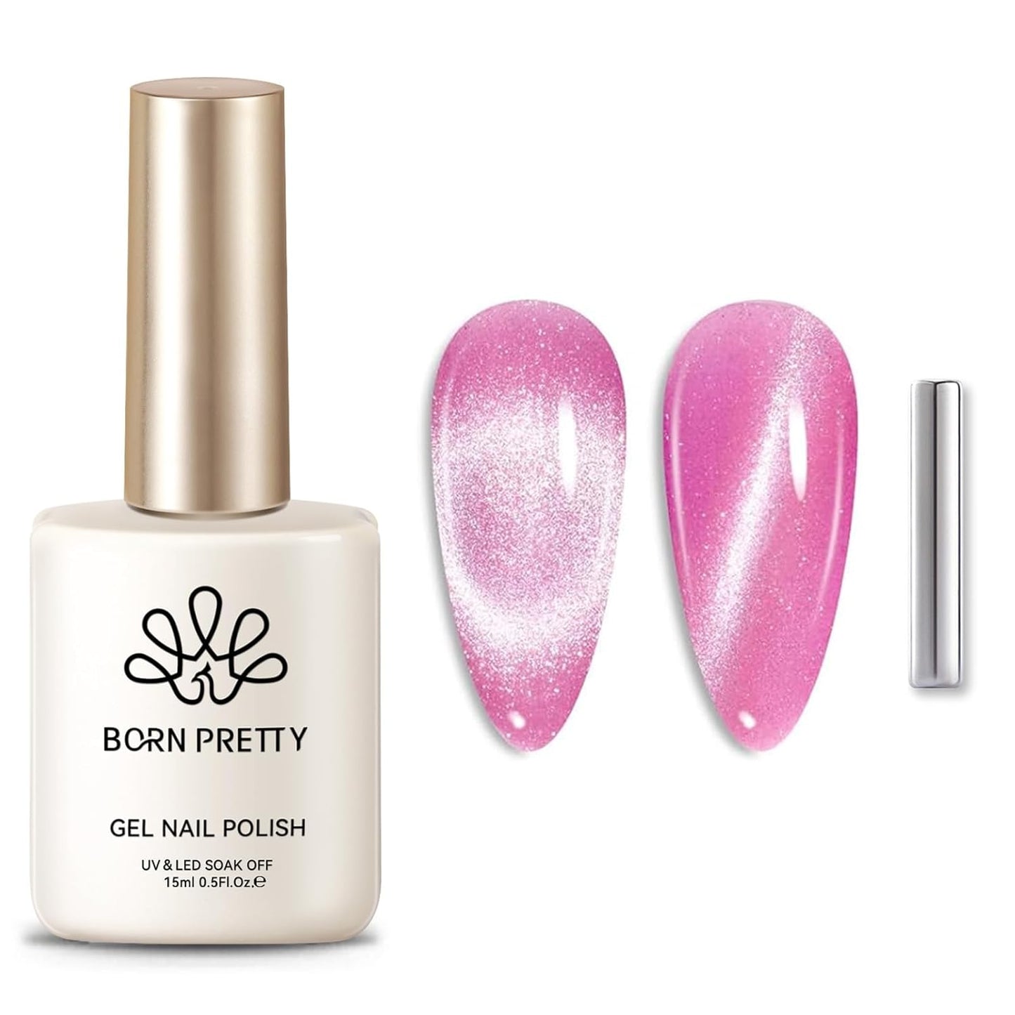 Born Pretty Cat Magnetic Eye Gel Nail Polish,Pink Glitter Cat Magnetic Gel Nail Polish Love Letter Magnetic Nail Polish for Nail Art Manicure Salon DIY at Home 15ML