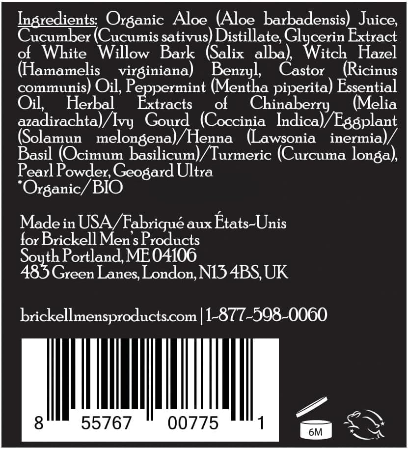 Brickell Men's Balancing Toner for Men, Natural and Organic Alcohol-Free Cucumber, Mint Facial Toner with Witch Hazel, 2 Ounce, Scented