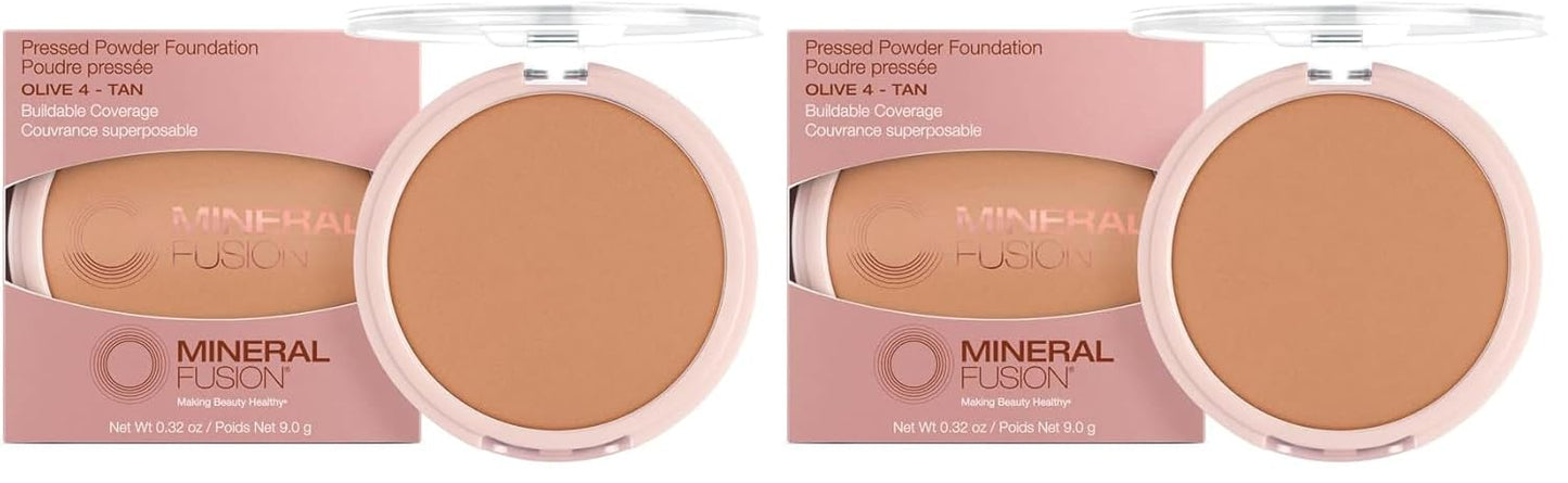 Mineral Fusion Pressed Powder Foundation, Olive 4, 0.32 Ounce (Pack of 2)