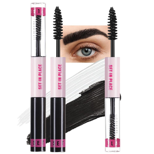 evpct 2-in-1 Tinted Brow Gel & Clear Brow Setting Glue Eyebrow Gel Kit - Strong Hold 24HR Waterproof Smudgeproof Eyebrow Makeup for Natural Soft Full Brows, Brows Enhancer Mascara Makeup - Black