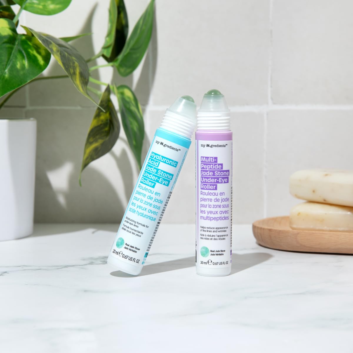 masque BAR My Ingredients Hydrating Under Eye Serum with 360° Jade Stone Roller (Multi-Peptide)