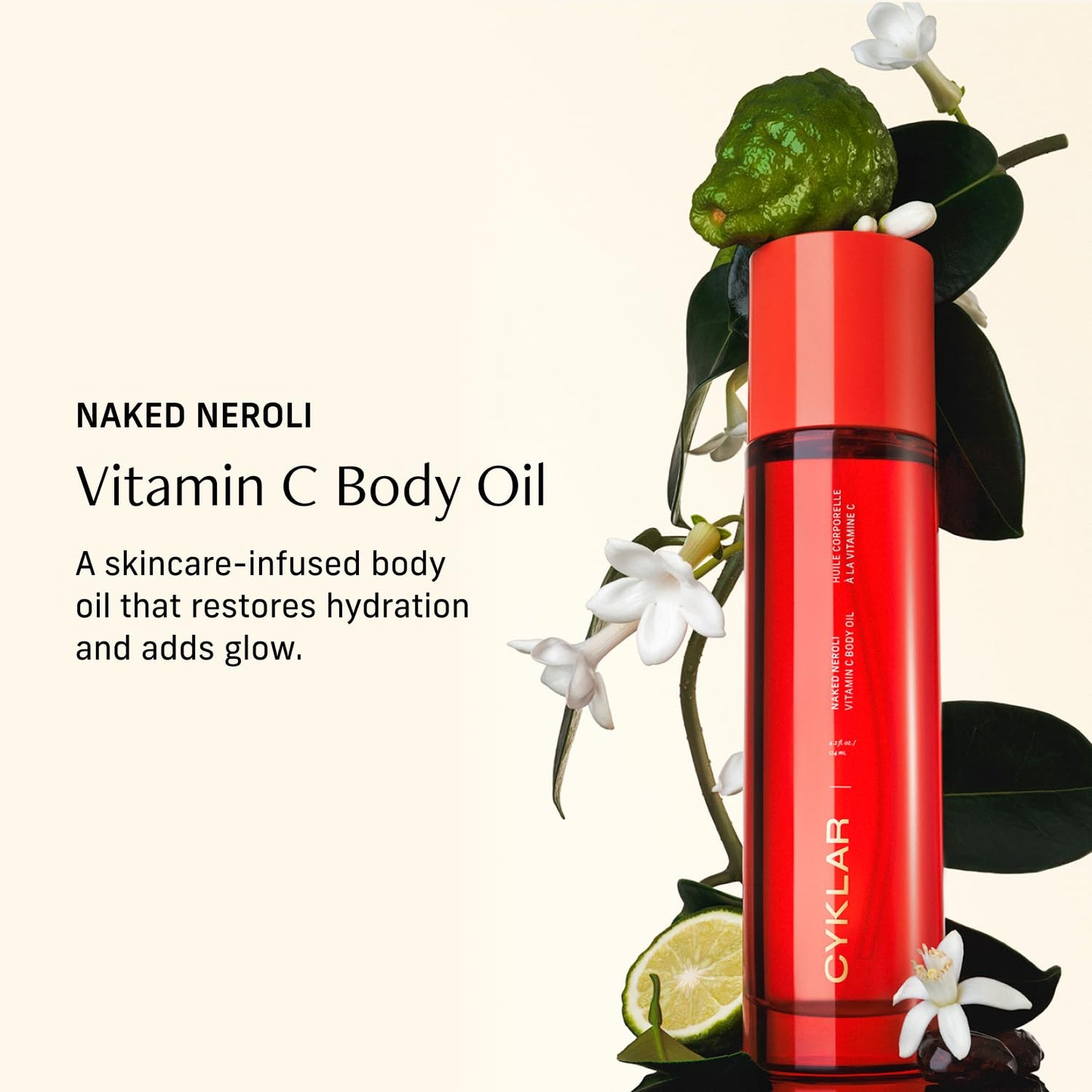 Vitamin C Body Oil for Women and Men. Moisturizing Naked Neroli Scented Body Serum for Glowing Skin. Nourishing, Hydrating After-Shower and Bath Skin Care Moisturizer, 4.2 Fl Oz