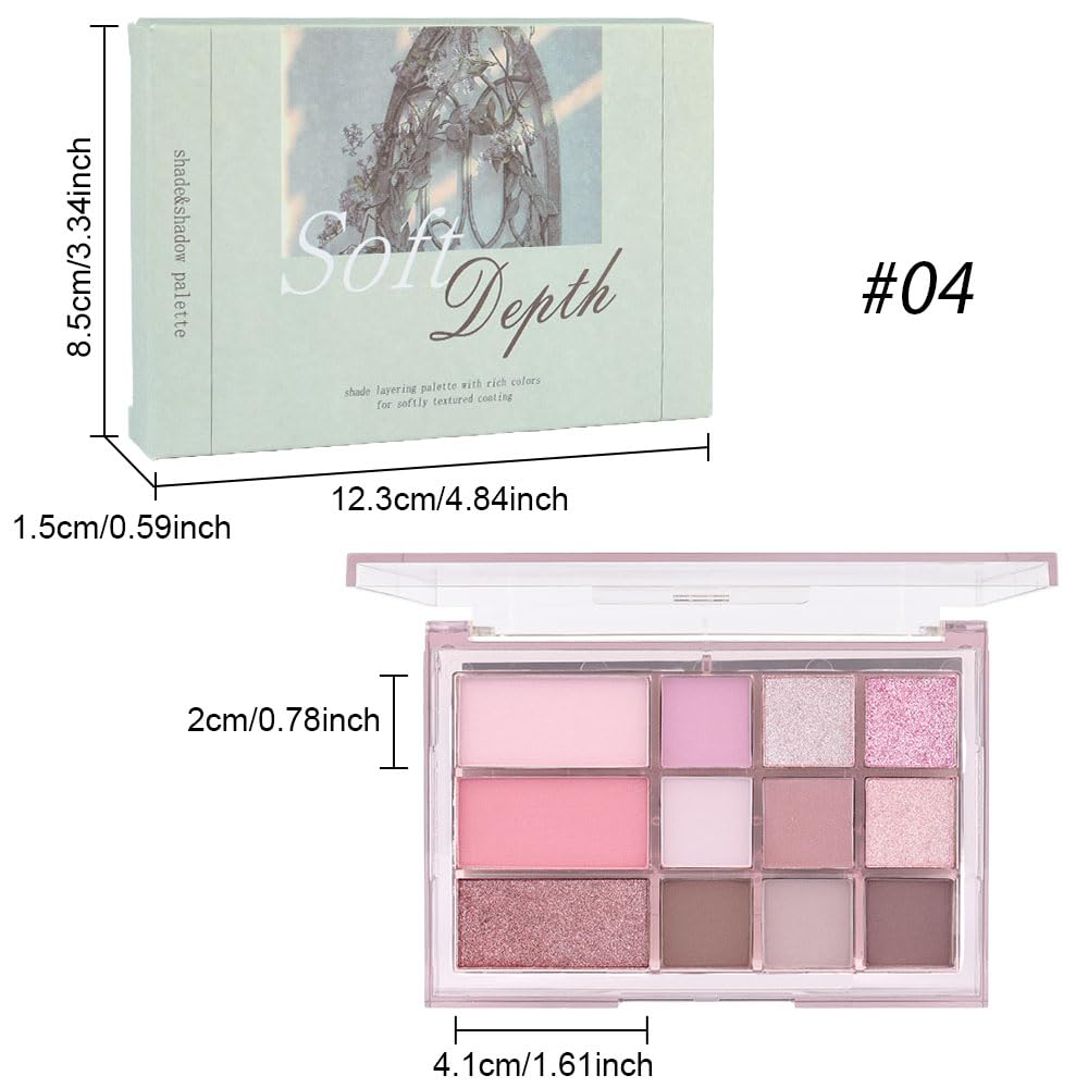 12 Colors Nude Brown Pink Matte Shimmer Eyeshadow Palette for Eye Makeup,High Pigmented Tan Purple Eye Shadow Primers Powder Palet de sombras de ojos