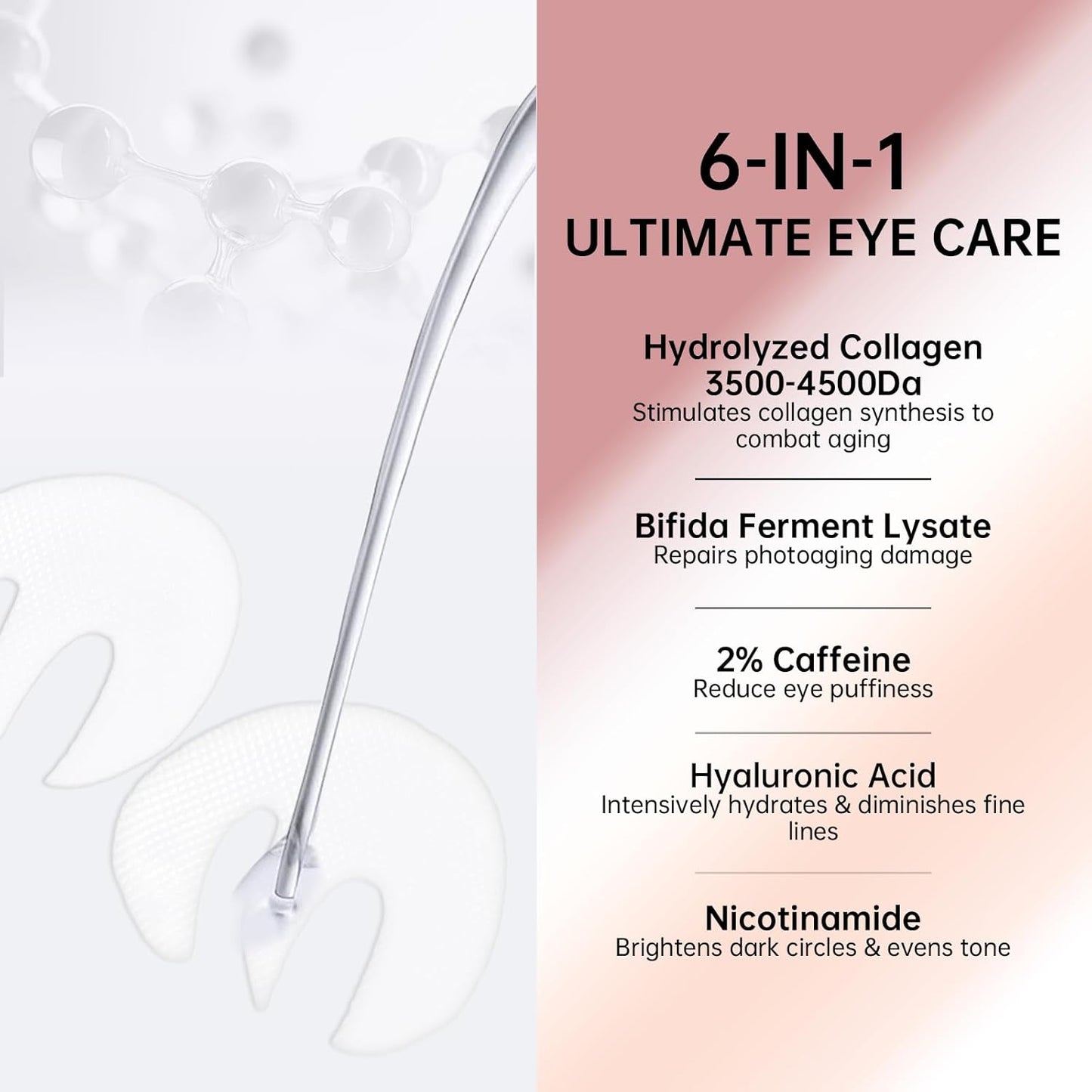 Novoy 15 Pairs Bio-Collagen Real Deep Eye Patches - 6-in-1 Retinol Overnight Eye Patches for Dark Circles, Puffiness & Wrinkles | 2% Caffeine+Hyaluronic+Niacinamide, Korean Popular Eye Mask - ROSE