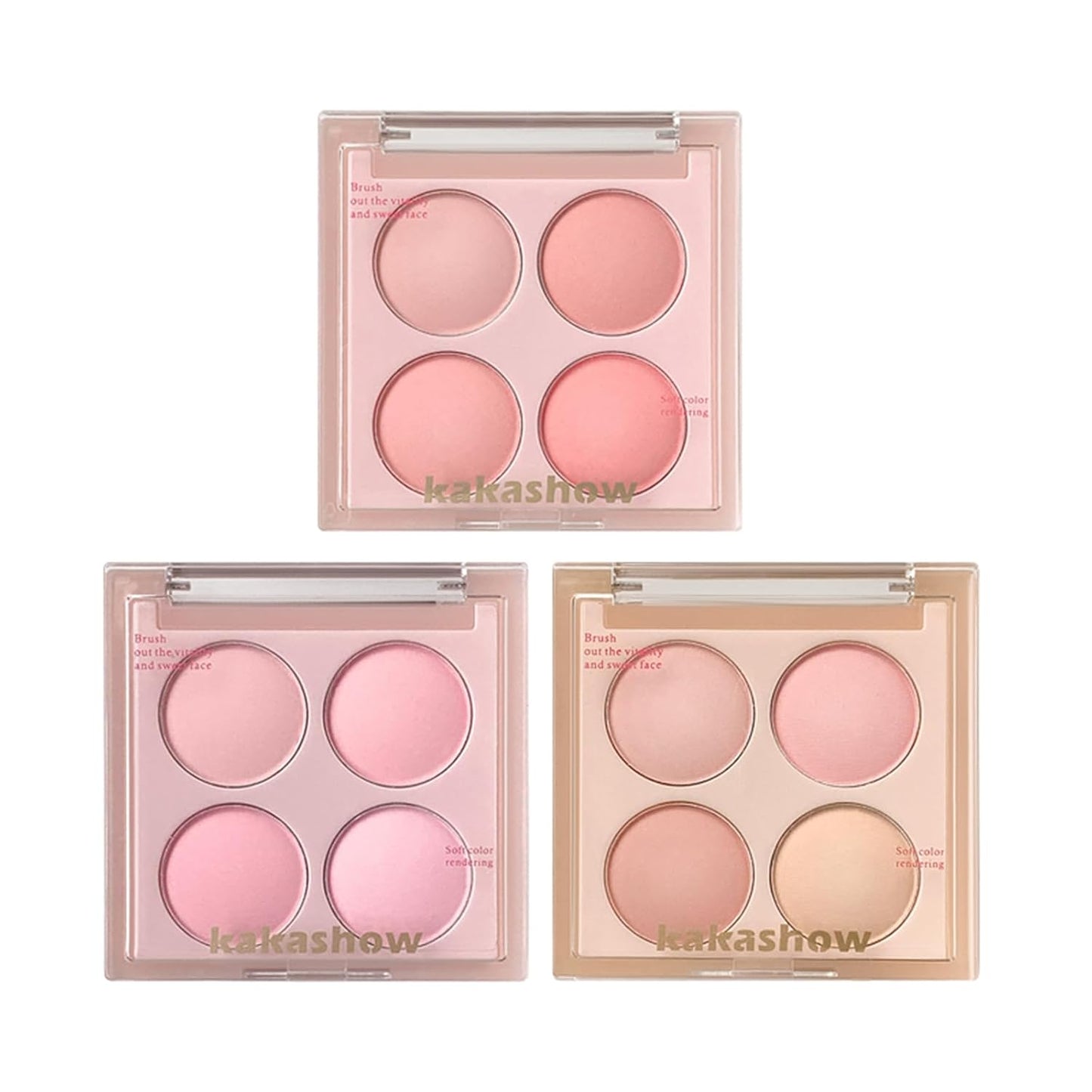 Matte Blush Powder Palette, Blending Mood Cheek, 4 Blendable Shades Korean Fairy Pink Blusher in Lightweight Smooth Powder, Vegan Makeup (Strawberry 1#, 1.84 ounces)