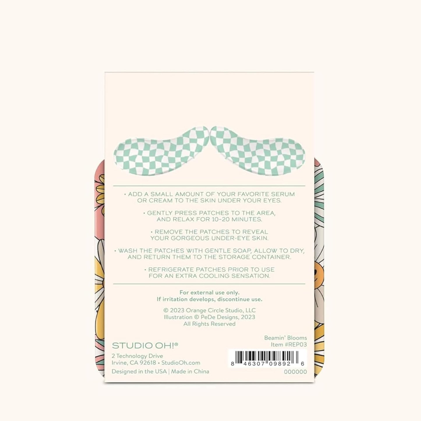 Studio Oh! Reusable Under-Eye Patches, Puffy Eyes Treatment and Under Eye Masks Skincare, 100% Silicone Eye Patches, Pairs with Favorite Serums or Creams, Beamin' Blooms