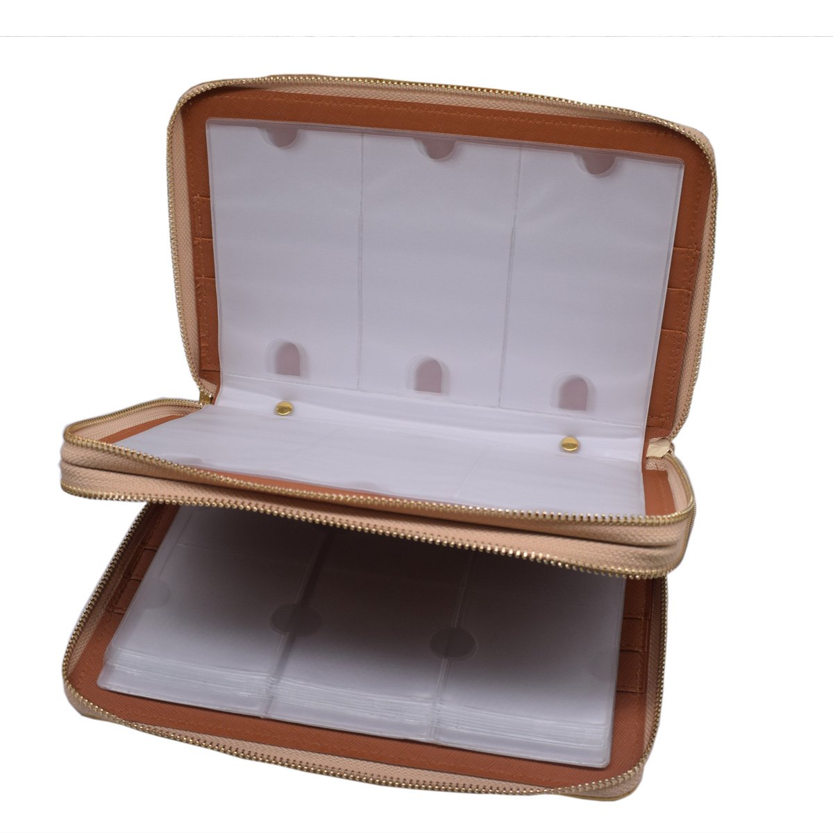 Mezerdoo 216 Slots Stamping Plate Holder Case Rainbow Laser Design Round Square Rectangular Nail Art Stamp Template Organizer 1pcs Empty Nail Art Plate Case Bag (gold - 216 Slots)