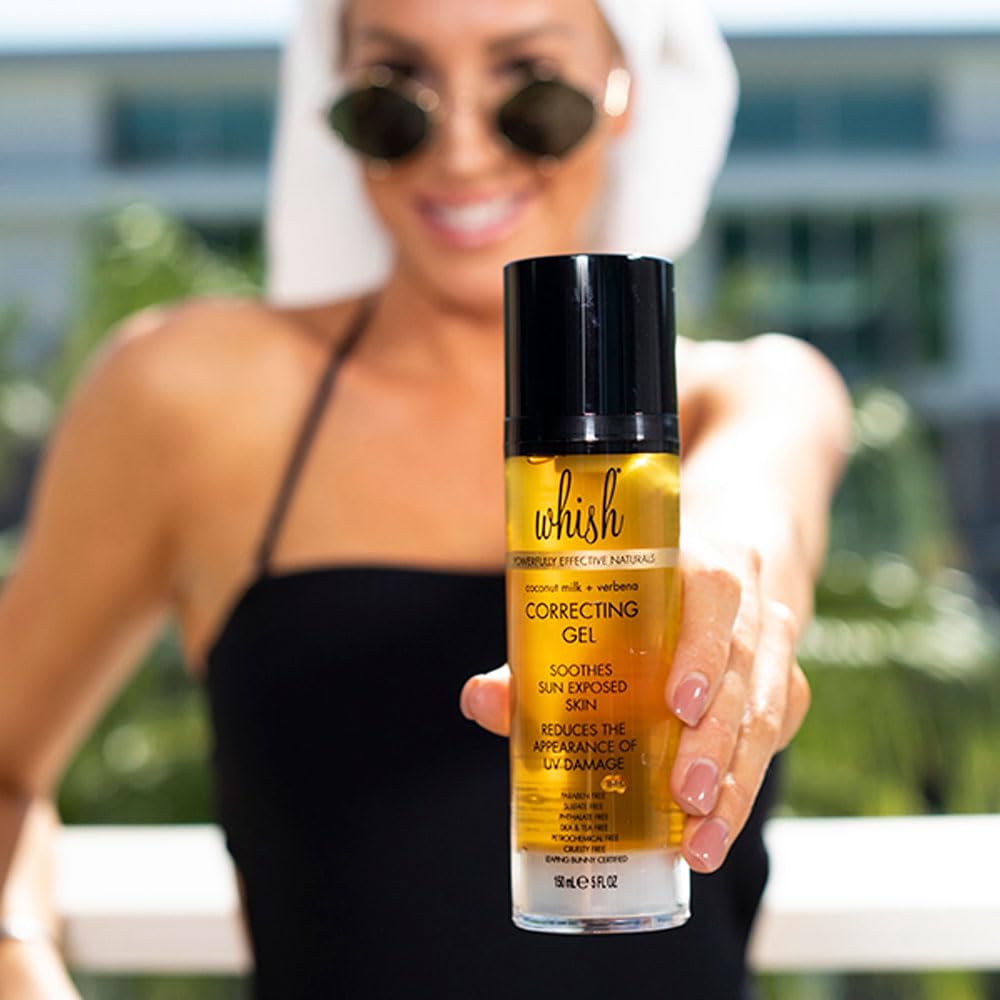 Whish Coconut Milk + Verbena Correcting Gel - Soothes sun exposed skin, reduces the appearance of UV damage, Moisturizes & Corrects with Organic Aloe & Manuka Honey