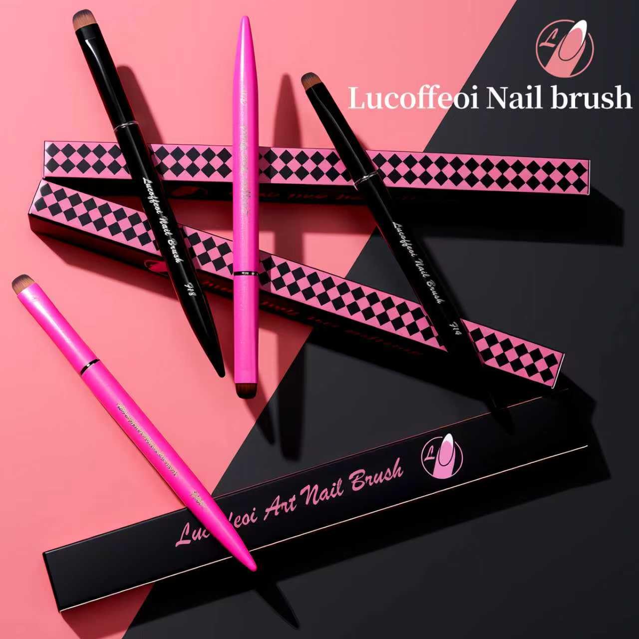 Nail Brush for French Tip, Nail Cleaning Brush for Gel & Acrylic - Professional Kolinsky Sable French Manicure Brush, Thin Nail Art Brush for Precise Clean Up & Polygel Application (Black, F14)