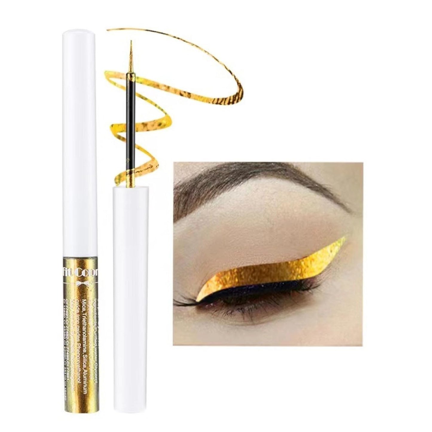 Corlo Glitter liquid eyeliner waterproof, Metallic Intense Color Shifting Colorful Gold Eyeliner, Eyeliner Gel MultiColor Highly Pigmented Gift Kit for Women and Girls (01)