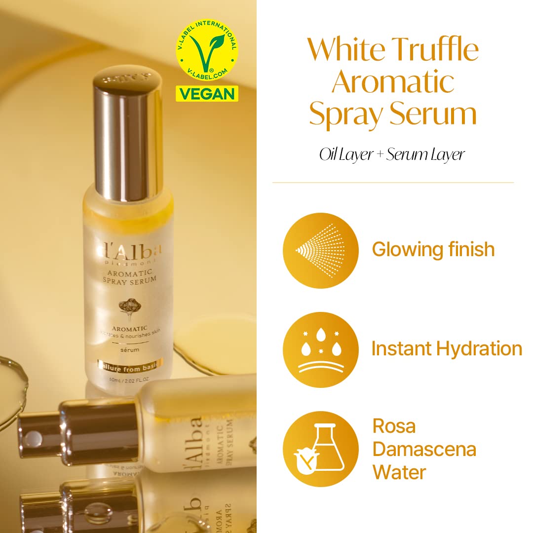 d'Alba White Truffle Vegan Holiday Gift Set, First Aromatic Spray Serum & All In One Multi Balm, Suitable for All Skin Types, Korean Skin Care