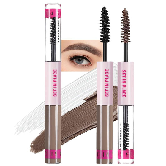 evpct 2-in-1 Tinted Brow Gel & Clear Brow Setting Glue Eyebrow Gel Kit - Strong Hold 24HR Waterproof Smudgeproof Eyebrow Makeup for Natural Soft Full Brows, Brows Enhancer Mascara Makeup - Taupe