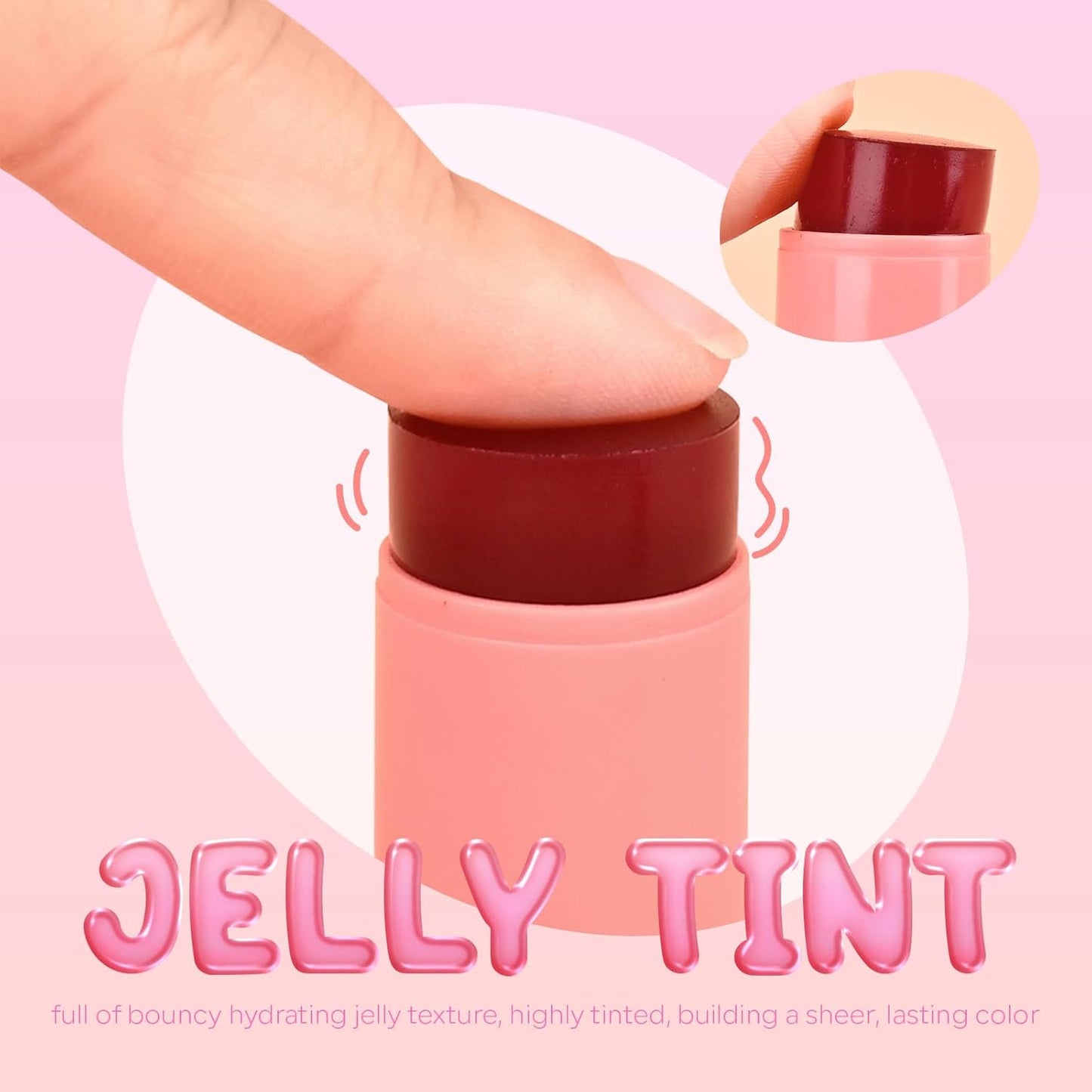 KYDA Water Jelly Tint Blush, Coral, Jelly Tinted Makeup Stick, for Lips and Cheek Stain, Buildable Watercolor Finish, Lasting Moisturising