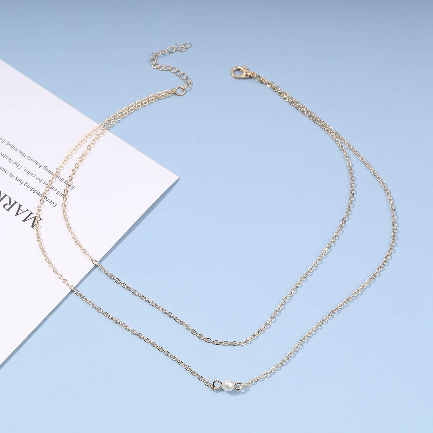 Boho Layered Pearl Choker Necklace Gold Pearl Pendant Necklace Tiny Dot Layering Necklace Vintage Necklace Chain Jewelry for Women and Girls Gifts