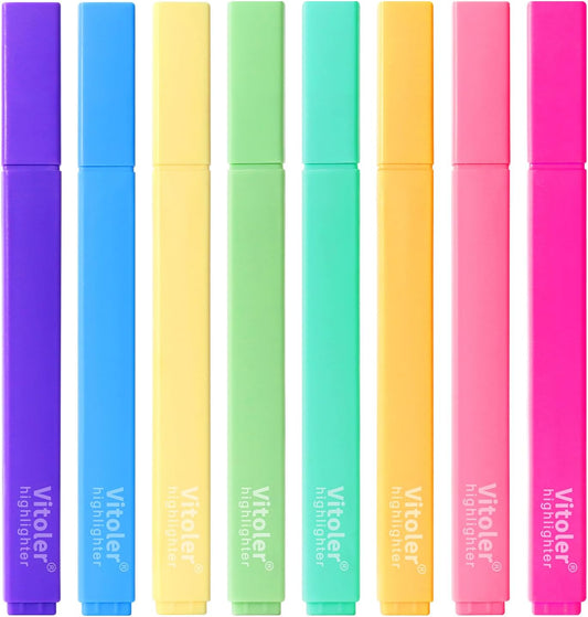 Aesthetic Highlighters, 8 Pack Marker Pens, Assorted Color Highlighters,Cute Pastel Highlighte, No Bleed Highlighte for Bible Journaling Planner Notes School Supplies