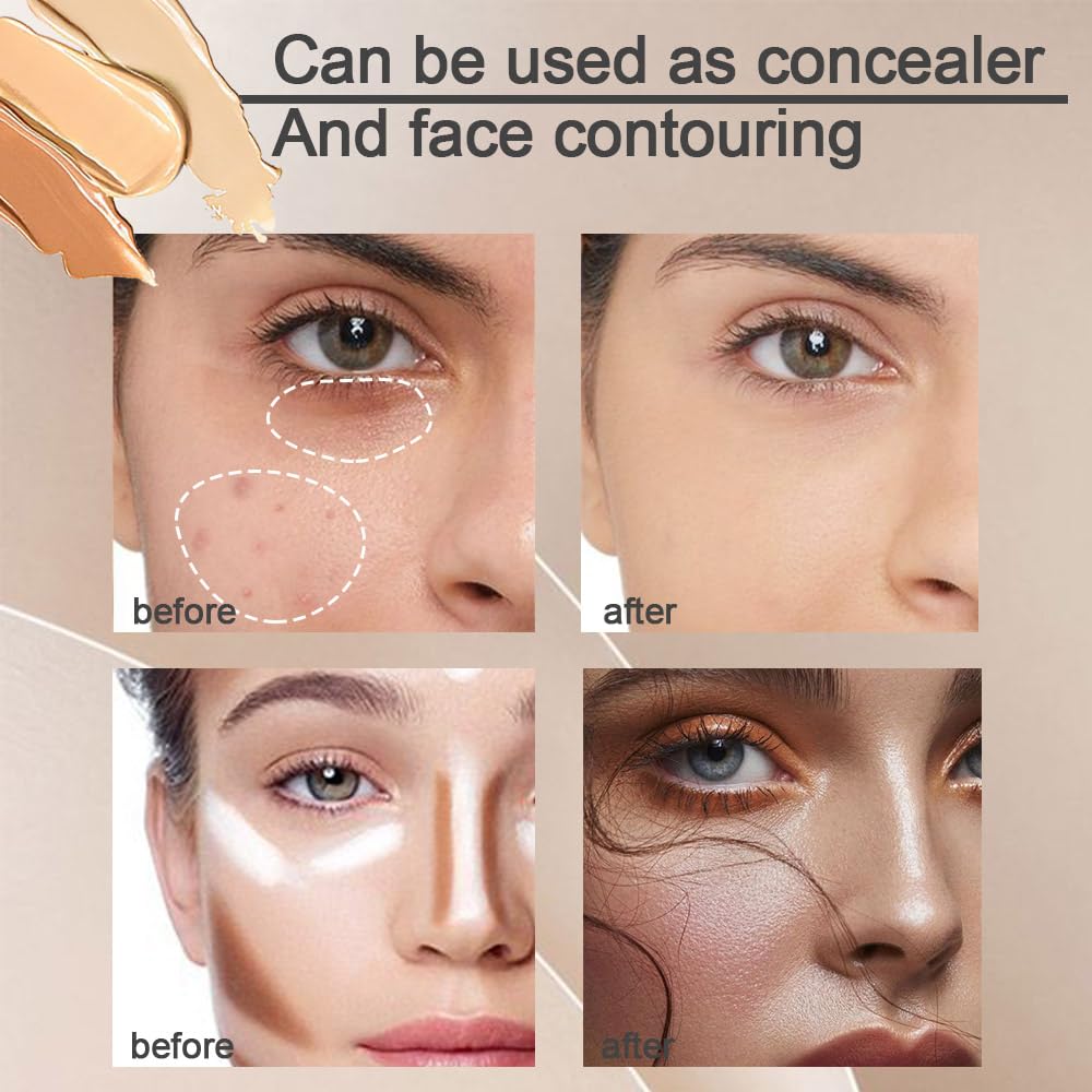 Pro 2pcs Tri-color Face Concealer Contour Palette.Demi Beige Color Correct Cream Foundation Palet.Natural Ivory Cream Makeup Plate Waterproof