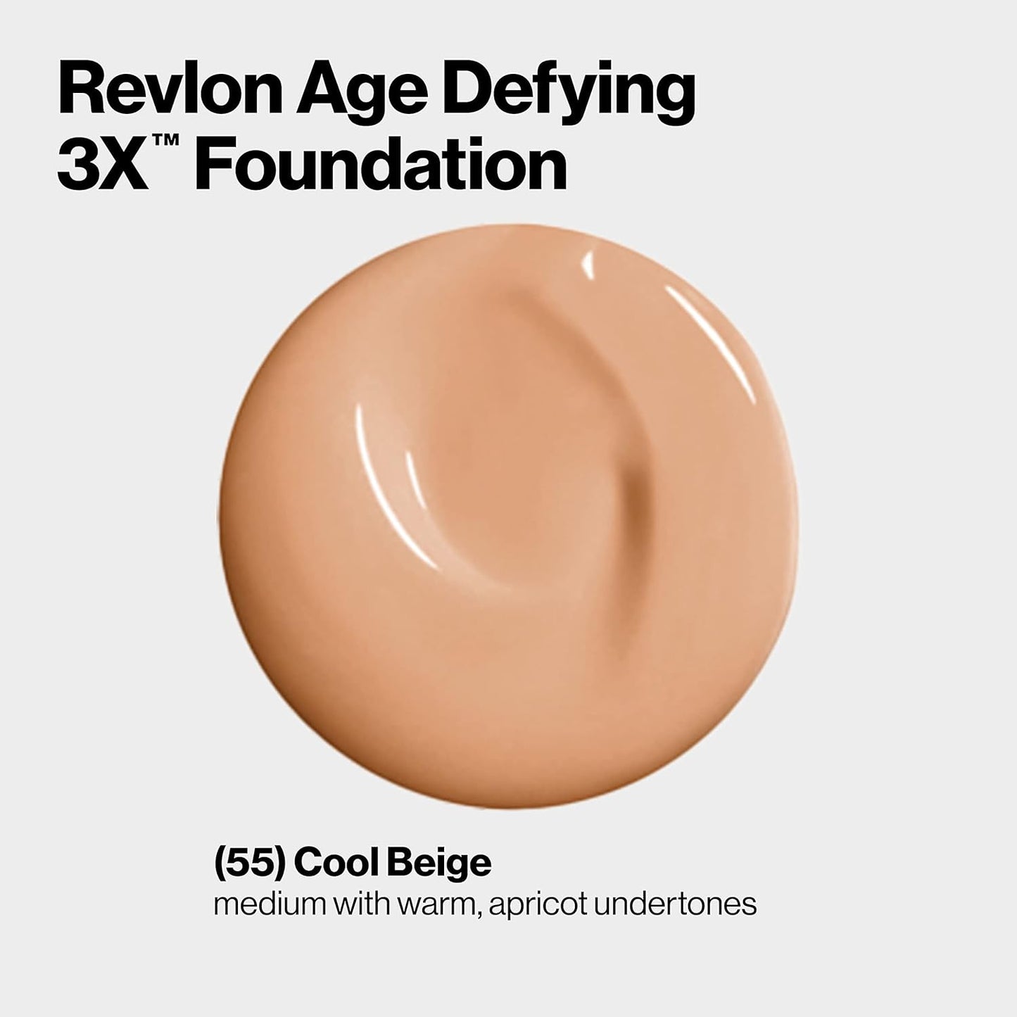 Revlon Age Defying 3X Makeup Foundation, Firming, Lifting and Anti-Aging Medium, Buildable Coverage with Natural Finish SPF 20, 055 Cool Beige, 1 fl oz