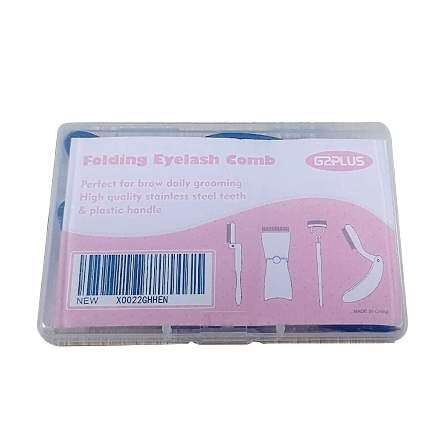 G2PLUS 2PCS Folding Eyelash Comb, Eyelash Separator Tool, Pink Eyebrow Comb Metal Teeth, Eyelash Brush Tool for Lash & Brow