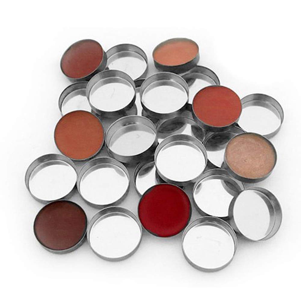 30 Pieces Empty Round Metal Tin Palette Pans Round Metal Pans Cosmetic Eyeshadow Pans for Eyeshadow Palette for Magnetic Makeup Palette, 26mm Diameter 5mm Height