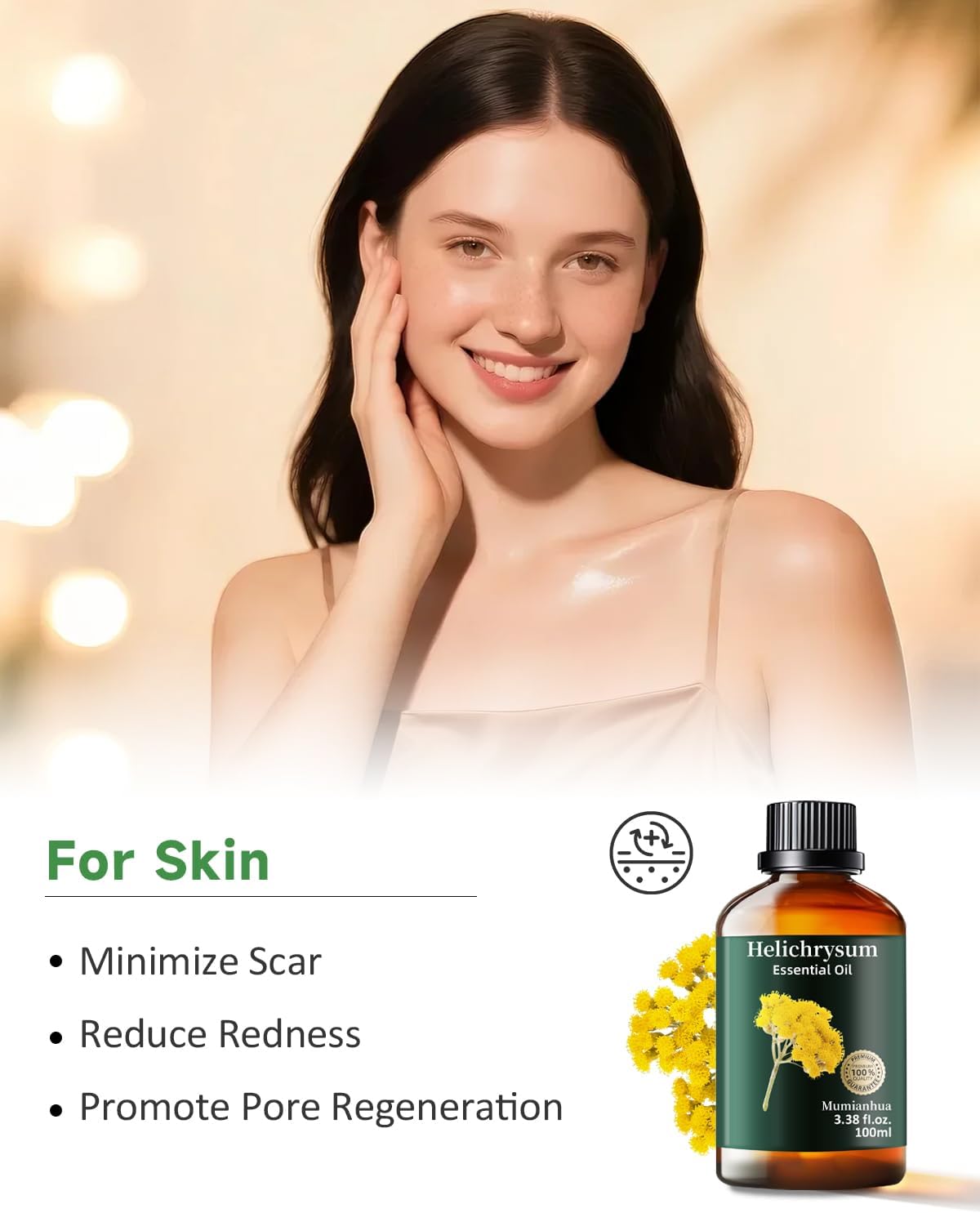 Mumianhua 100% Pure Helichrysum Essential Oil Undiluted & Natural Helichrysum Oil for Home Diffusers, Massages, DIY, Skin, Self-Care, Aromatherapy, Soap Making, Candle Making 3.38 Fl oz