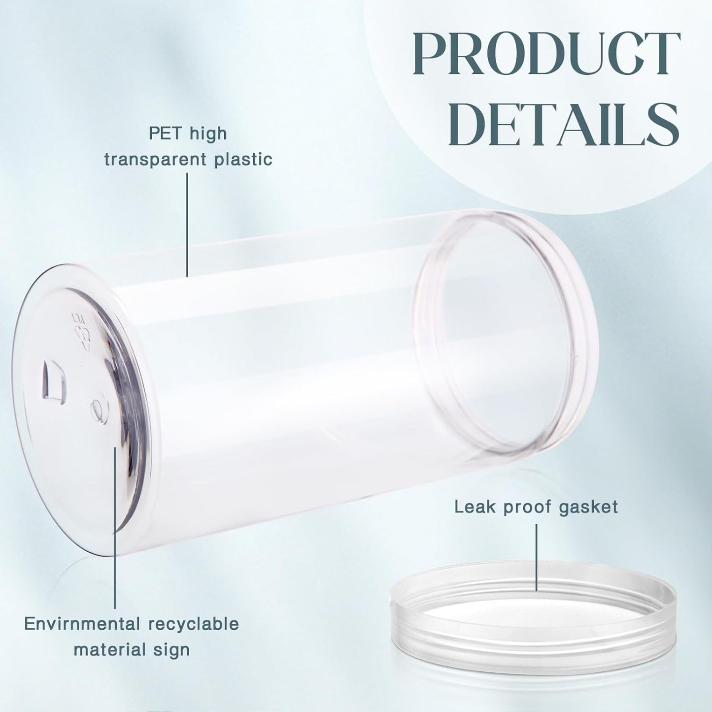 Patelai 4 Pieces Round Wide-mouth Leak Proof Plastic Container Jars with Lids for Travel Storage Makeup Beauty Products Face Creams Oils Salves Ointments DIY Making(32 Ounce,Clear)