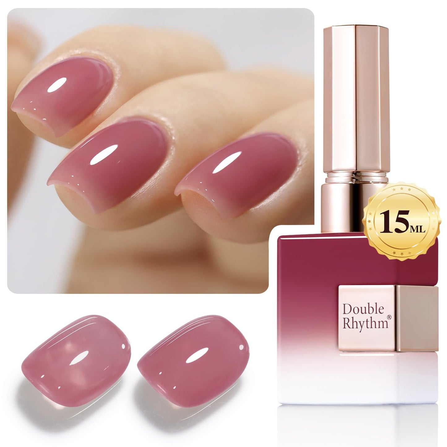 Double Rhythm 0.50 OZ Translucent Gel Polish Same Color Same Bottle Sheer Pastel Neutral Natural Milky 15 ML Jelly UV Nail Art DIY at Home (Light Plum-A1530)