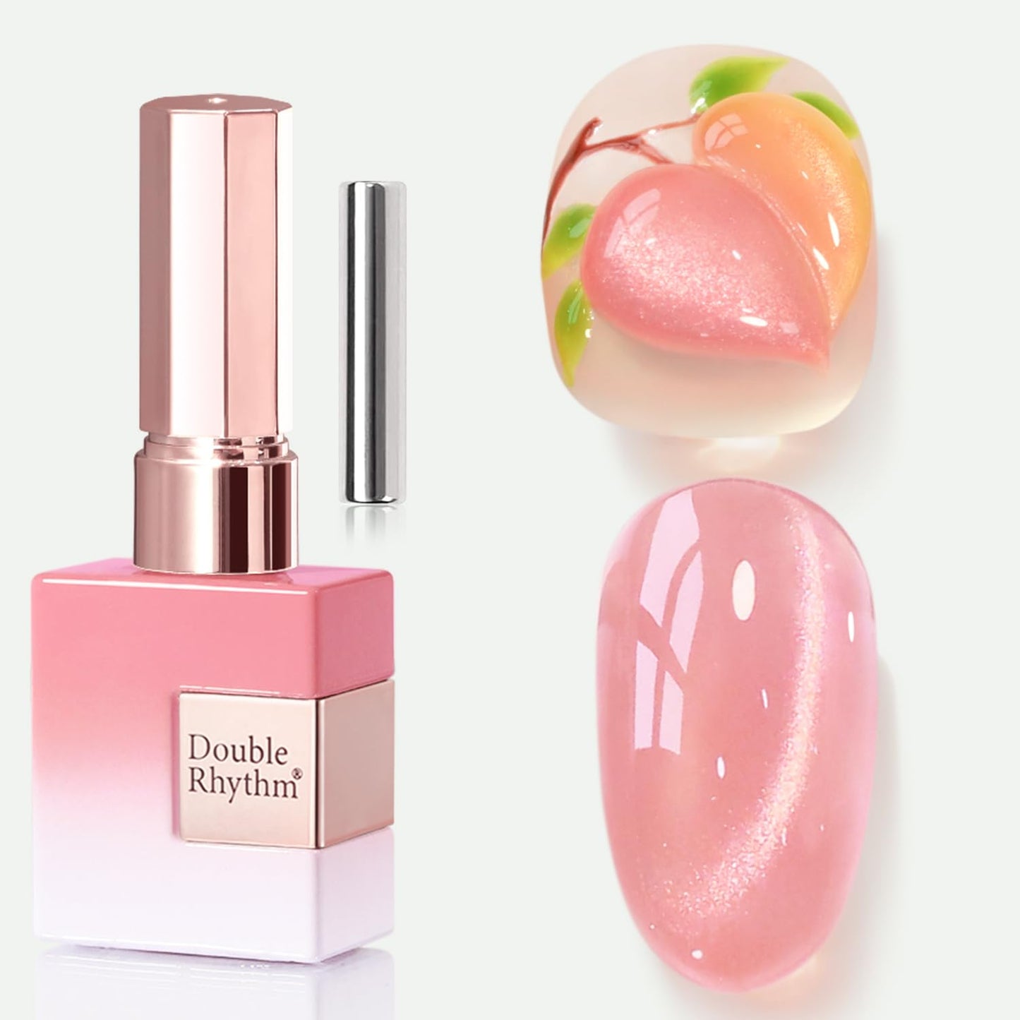 Double Rhythm 0.5 OZ Cat Eye Gel Polish with Magnet 15ML Holographic Glitter Shimmer Translucent Jelly Color Magnetic Nail Polish Salon DIY at Home (Fruit Orange Pink-MC1205)