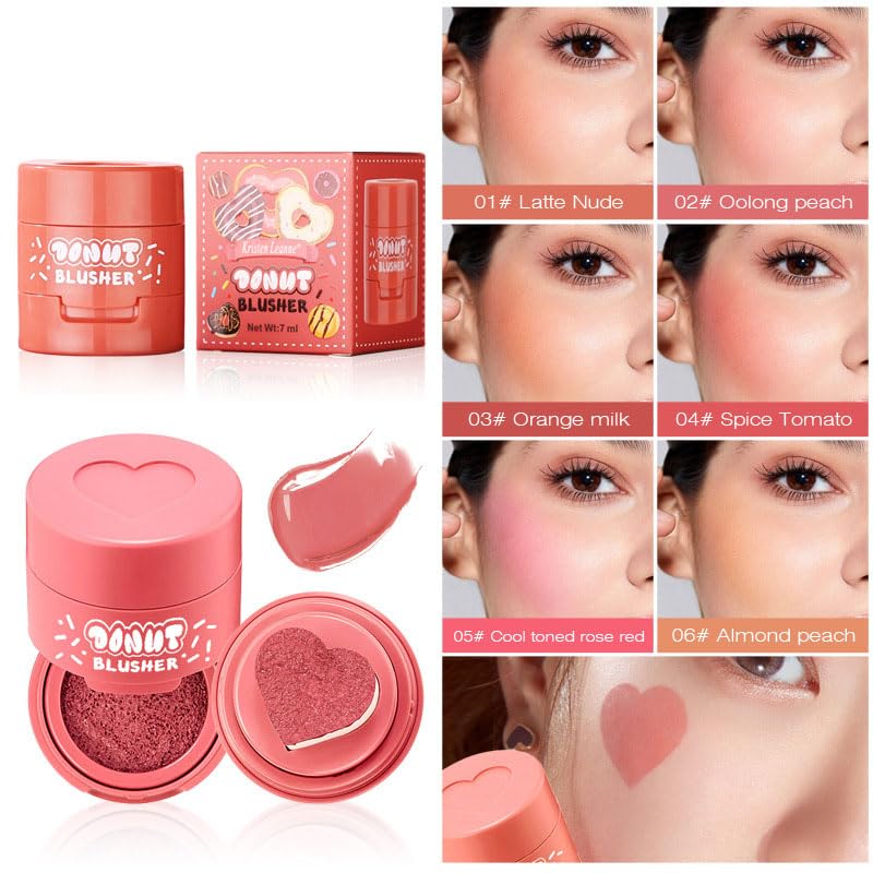 Stamp Liquid Blush Stamp Blush with Heart Shaped Applicator Natural Long Lasting Blush, Light and Airy Makeup for Women (3)
