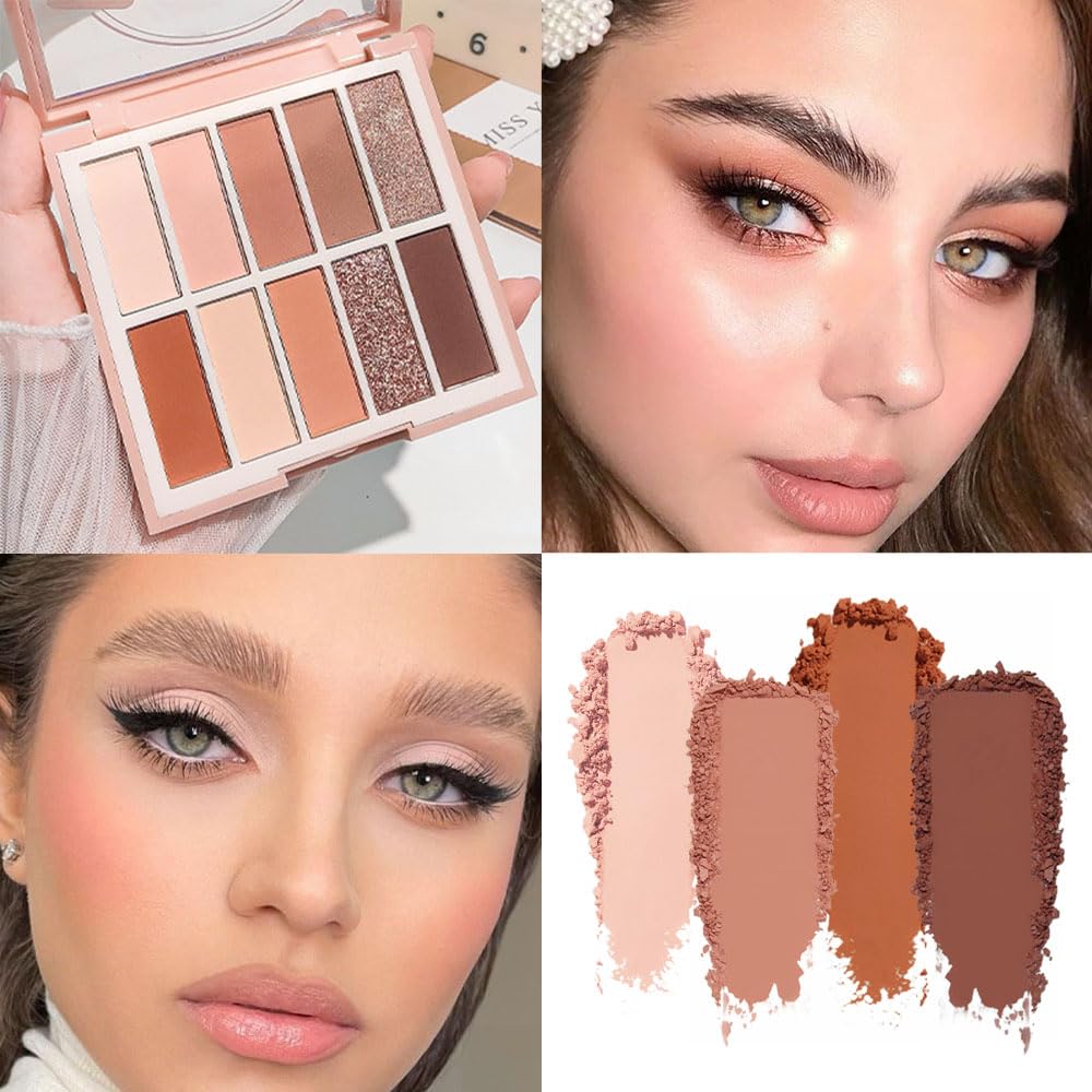 Neutral Nude Eye Shadow Palette,Matte Nude Pink Light Color Cream Eyeshadow Palette,Make Up Pallets for Women Natural Eyeshadow for Eyes Long Lasting Naturing-Looking