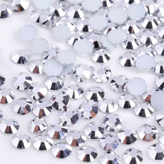 1000 Pieces SS20 5mm Flatback Rhinestones Clear Glass Round Gems Crystals for Nail Art DIY Crafts Clothes Shoes Bags （Silver）