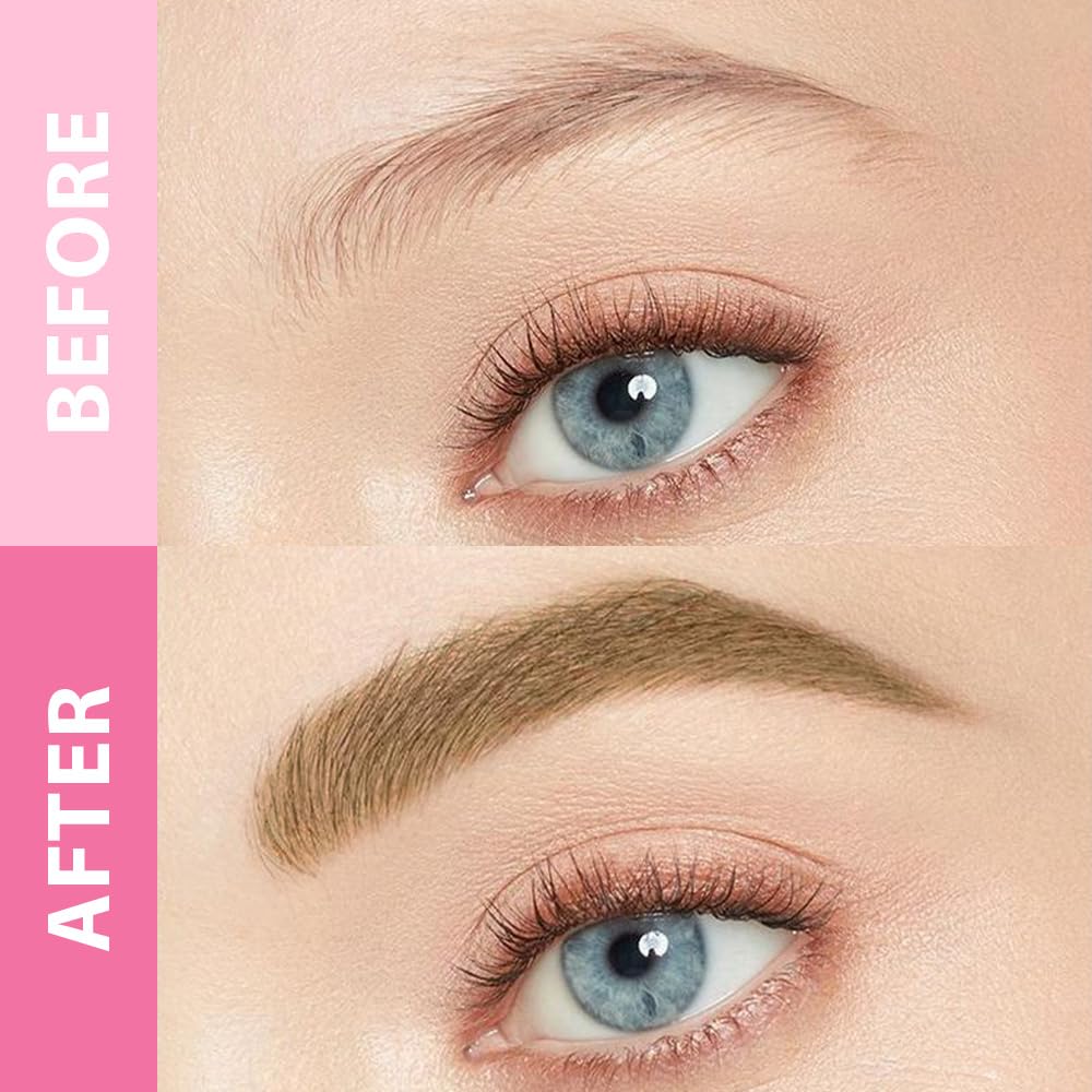 evpct 2Pcs Brown Magic Microblading Eyebrow Contouring Pen Brow Pencil, with 4 Brush Micro-Fork-Tips Precise Applicator, with Dual-ended Eyebrow Brush, Hair Like Strokes, Natural Looking Brows