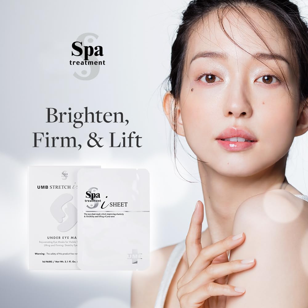 Spa Treatment UMB Stretch iSheet Japanese Under Eye Masks (32 Sheets) - Effective Anti-Aging Under Eye Patches for Dark Circles, Dry, Dull Skin Around the Eyes - Moisturize and Refresh your Skin