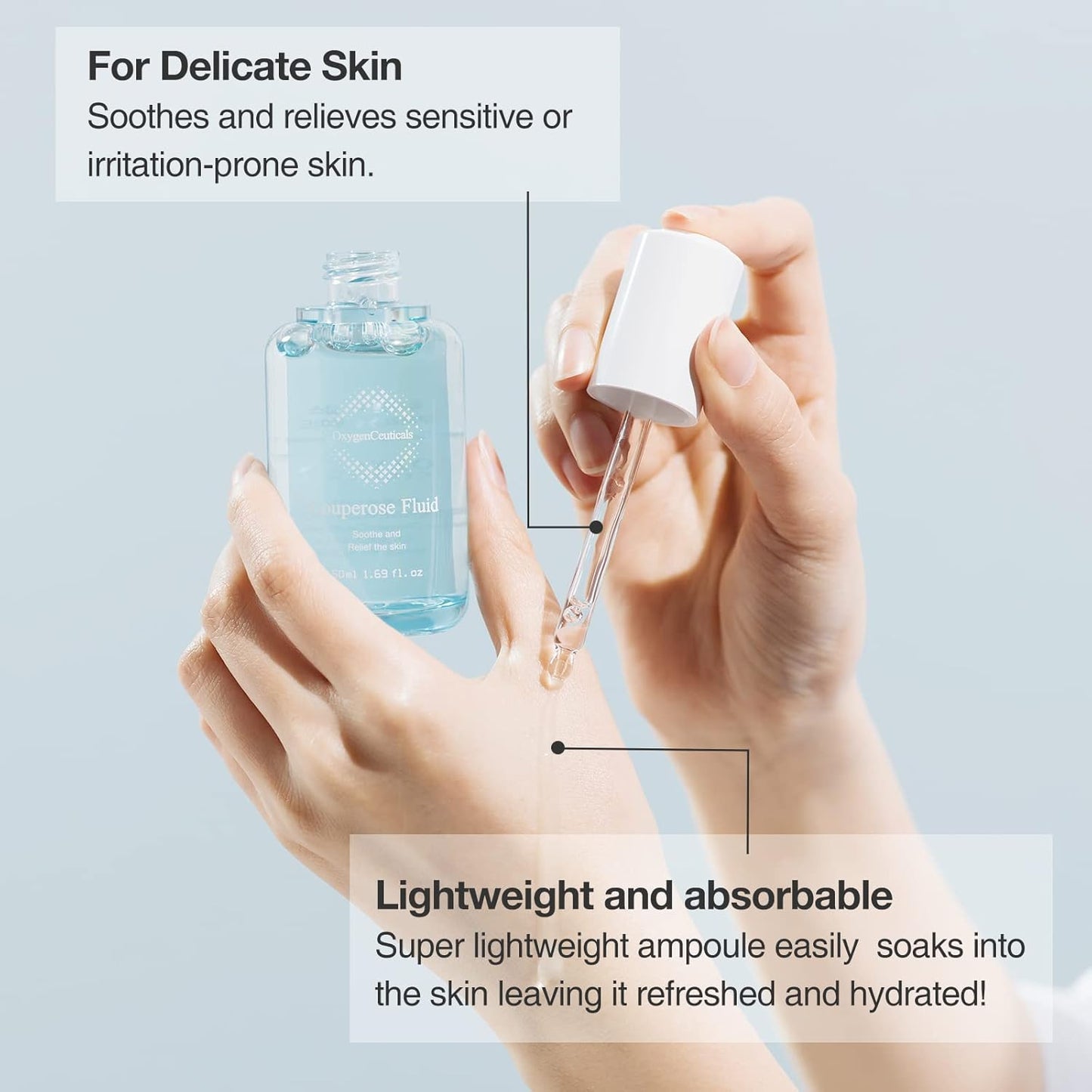 Couperose Fluid – Soothing & Calming Ampoule for Sensitive, Redness-Prone & Troubled Skin, With Hydrolyzed Collagen, Sodium Hyaluronate, Aloe Vera & Rose Water. 1.69 fl.oz (50ml)