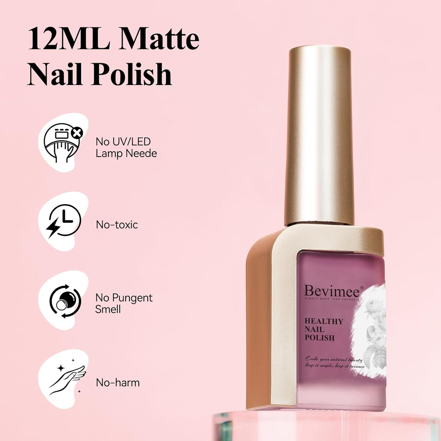Matte Nail Polish, Air Quick Dry Nail Lacquer Matte Finish Effect, Long Lasting & Fast Drying Nail Pigment Velvet Nail Polish For Nail Art, Purplish Red12ml