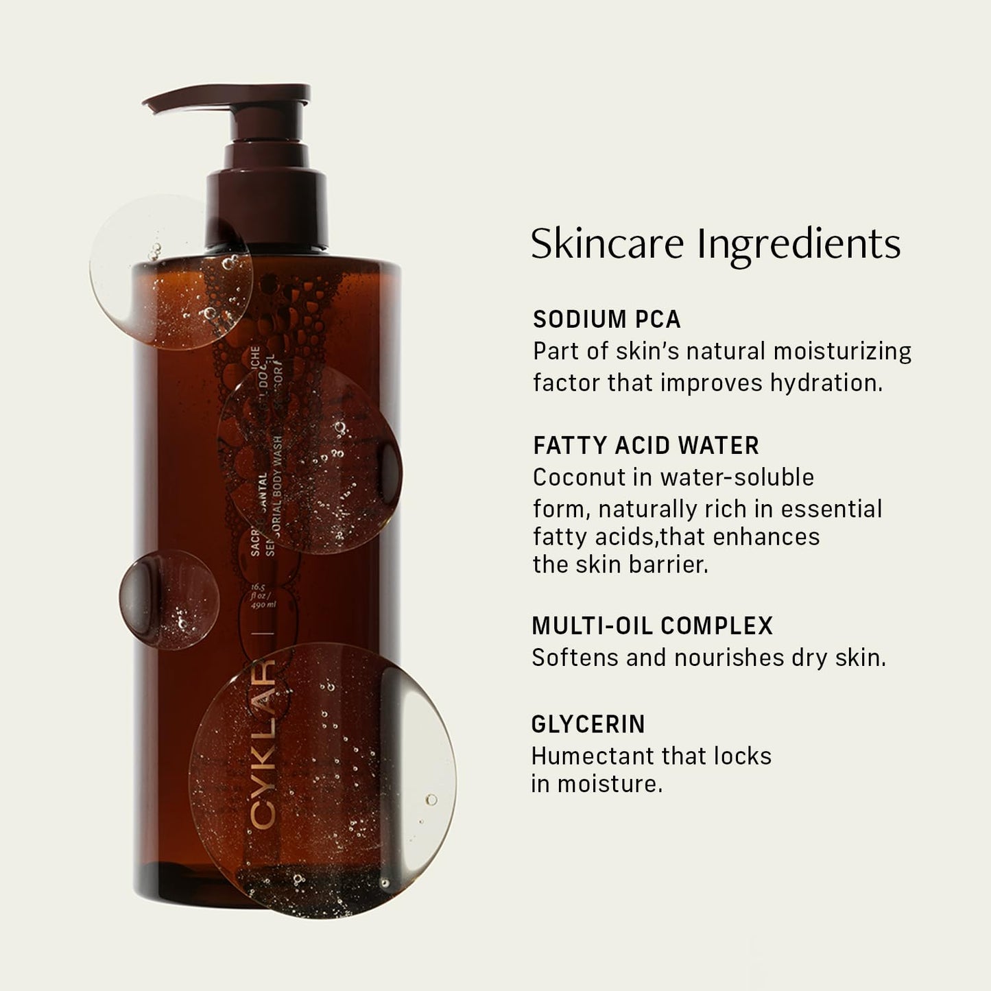 Sensorial Body Wash. Sacred Santal Hydrating Cleanser with Moisture Locking Multi-Oil Complex, Sodium PCA and Glycerin. Nourishing Shower Gel for Women and Men, 16.5 Fl Oz Luxury Bodywash