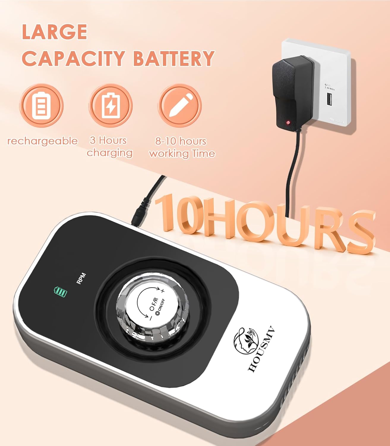 Portable Electric Nail Drill Machine: 40000RPM Professional E-File, Rechargeable Cordless with Bits & Base for Acrylic Remove Gel Polish Manicure Salon Home, Silver