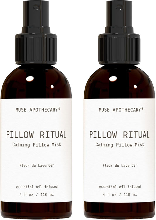 Muse Apothecary Pillow Ritual - Aromatic, Calming and Relaxing Pillow Mist, Linen and Fabric Spray - Infused with Natural Aromatherapy Essential Oils - 4 oz, Fleur du Lavender, 2 Pack